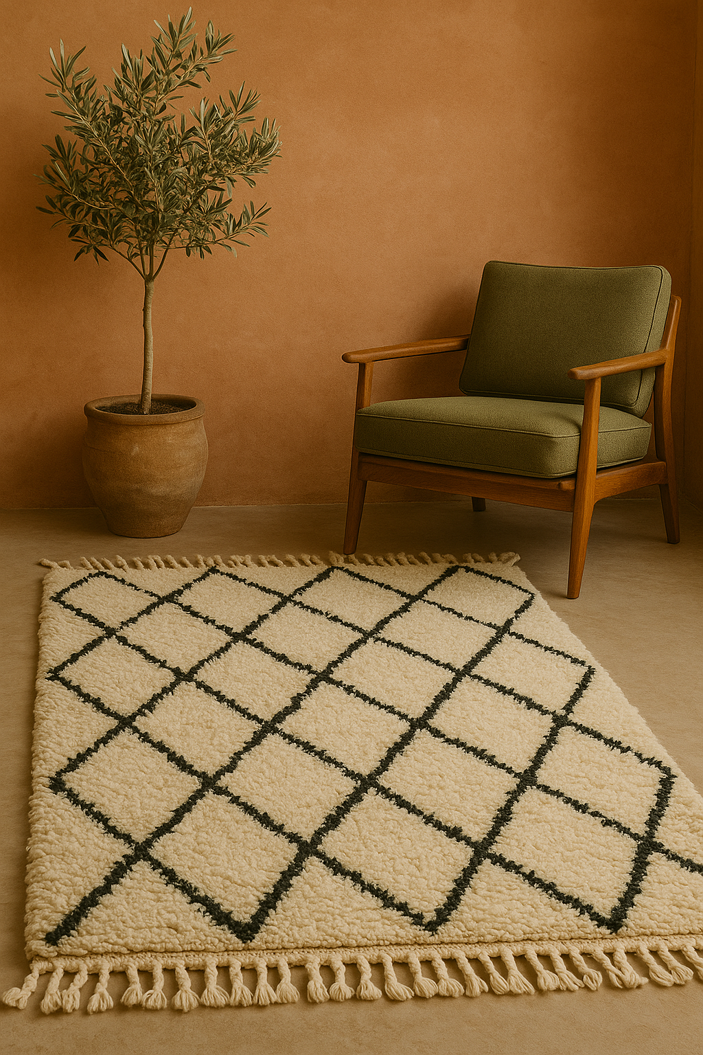Beni ourain Rug in it's most traditional shape, perfect for boho interiors